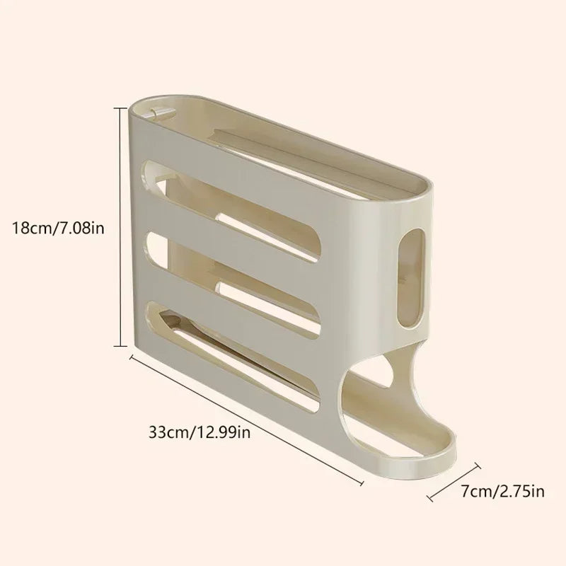 4 Tier Egg Holder for the Refrigerator Automatic Scrolling Egg Rack Holder Large Capacity Multi functional Egg Organizer Storage Box