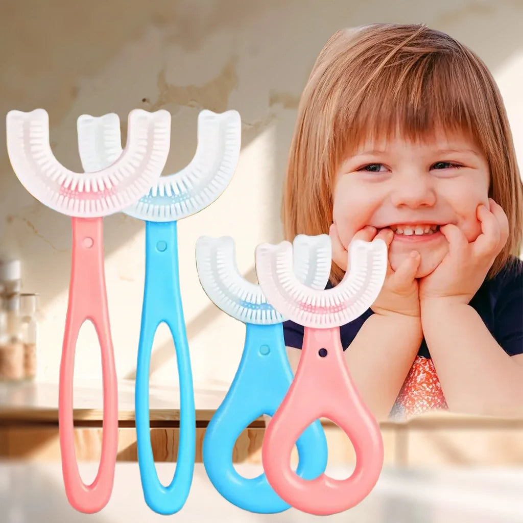 Toddler Toothbrush Kids U Shaped Toothbrush With Food Grade Soft Silicone Brush Head 360 Oral Teeth Cleaning Children U Shape