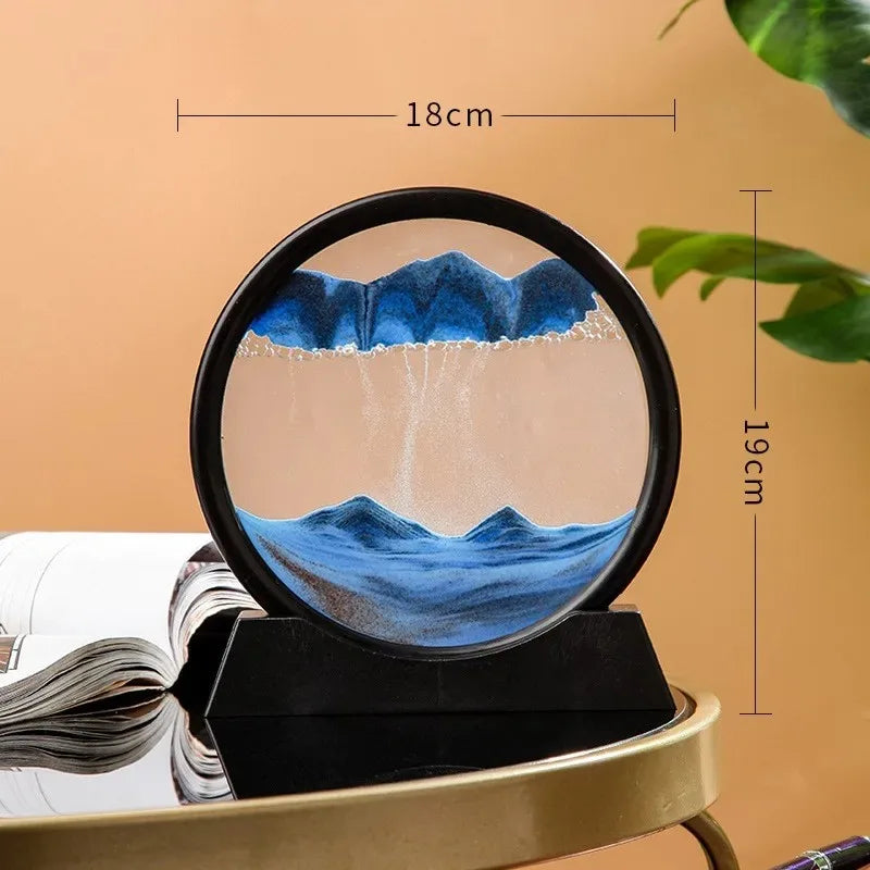 Sandscape Painting Sand Clock Moving Sand Art Hourglass Sand Timer 3D Moving Sand Mountain Lamp with Metal Stand Showpiece Home Decoration