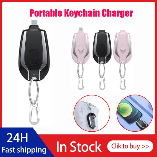 Android Keychain Phone Charger Emergency Power Banks Retractable Plug Power Fast Charging