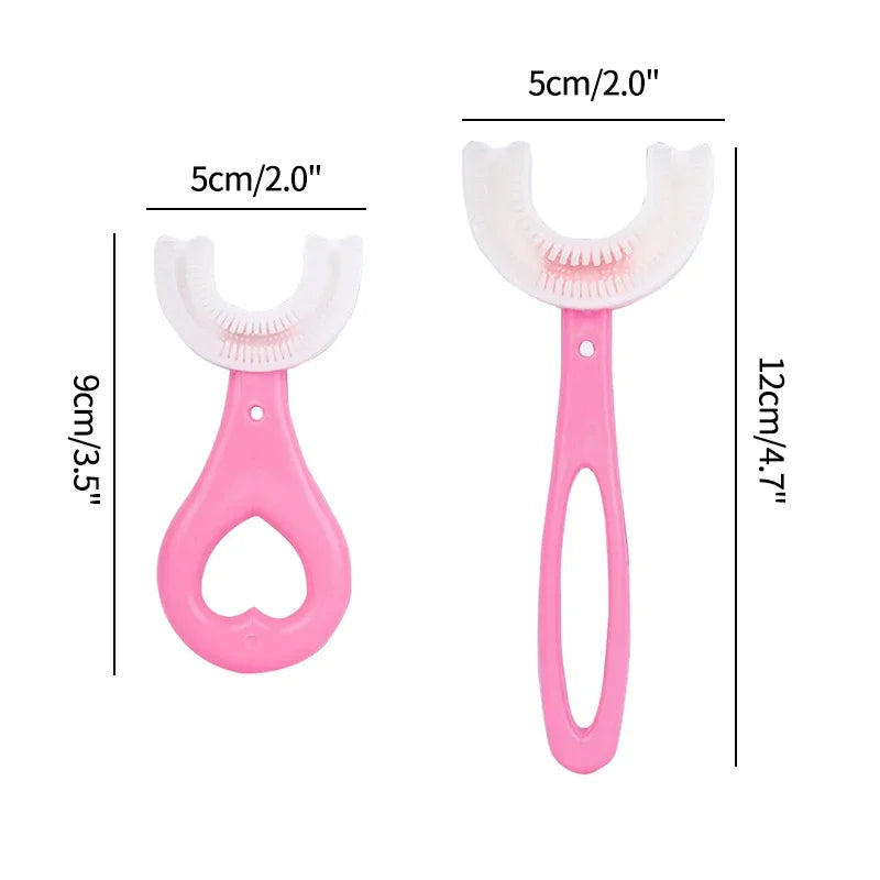 Toddler Toothbrush Kids U Shaped Toothbrush With Food Grade Soft Silicone Brush Head 360 Oral Teeth Cleaning Children U Shape