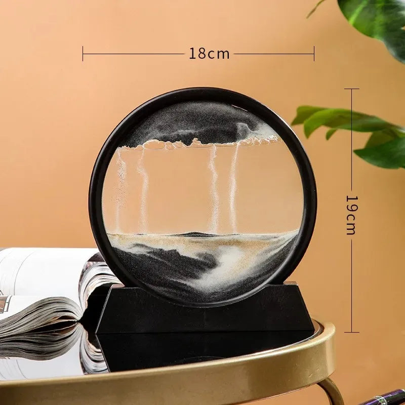 Sandscape Painting Sand Clock Moving Sand Art Hourglass Sand Timer 3D Moving Sand Mountain Lamp with Metal Stand Showpiece Home Decoration