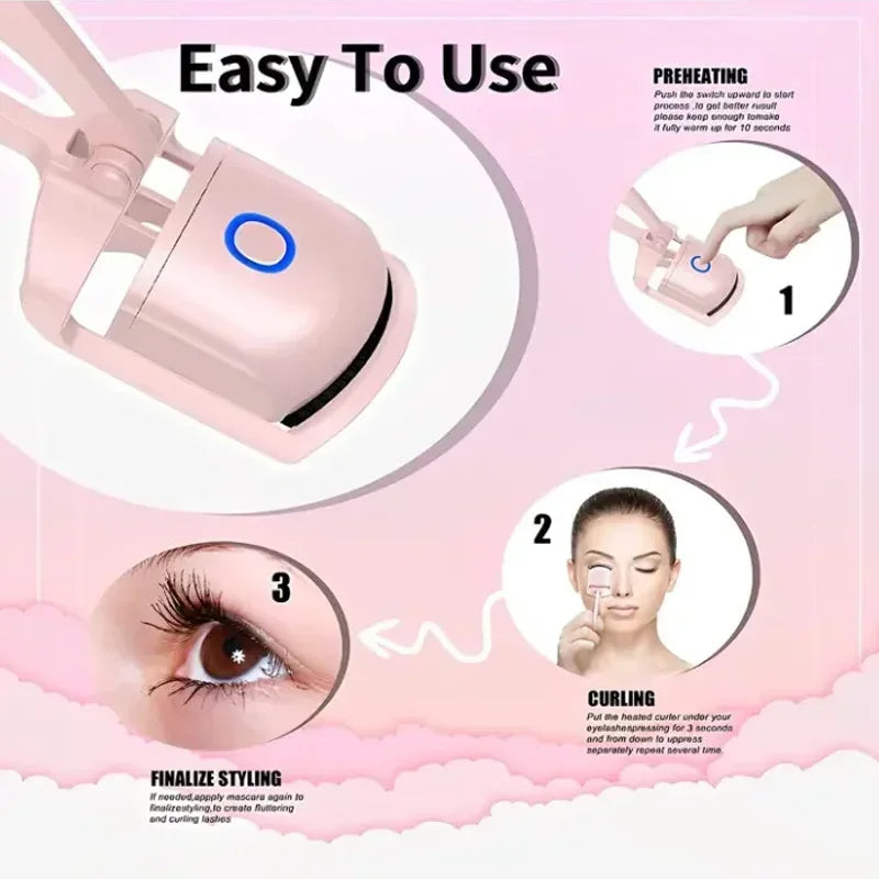 Electric Eyelash Curler | Electric eyelash applicator | Heated Eyelashes Curling Tool with USB Rechargeable Design | Quick Heating & Long-Lasting Curl