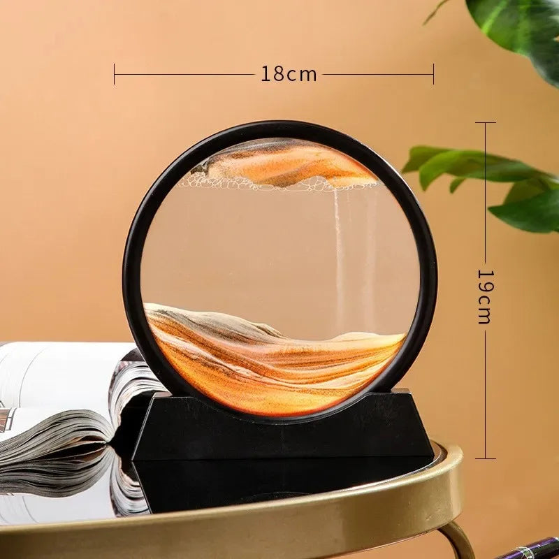 Sandscape Painting Sand Clock Moving Sand Art Hourglass Sand Timer 3D Moving Sand Mountain Lamp with Metal Stand Showpiece Home Decoration