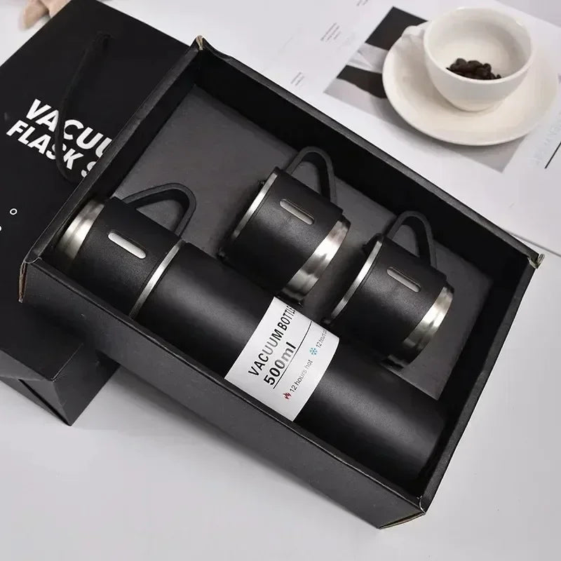 Stainless Steel Vacuum Flask Set 500ml Double Wall Thermos Set Vacuum Flask Gift Set With Double Lids